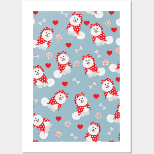 Samoyed seamless pattern Christmas gift for dog lovers phone cover Posters and Art